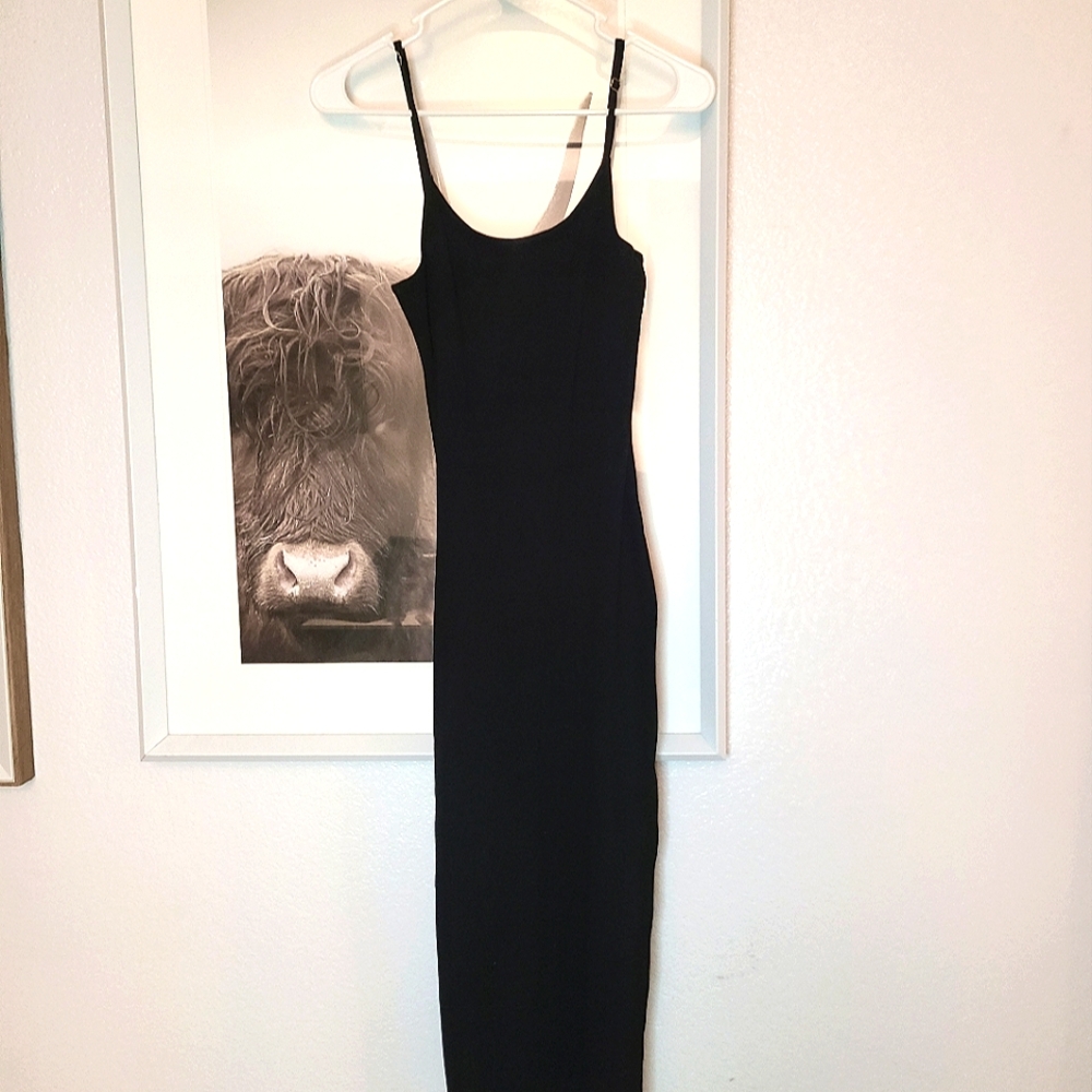 Midi Knit Strerch Dress With Slit - Small
